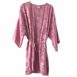 Vintage Pink Kimono Robe Satin 2X